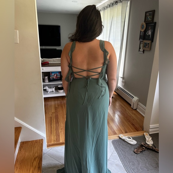 Sweetheart pleated ruffle chiffon mermaid dress - size, 10A - color, Eucalyptus - Picture 9 of 11